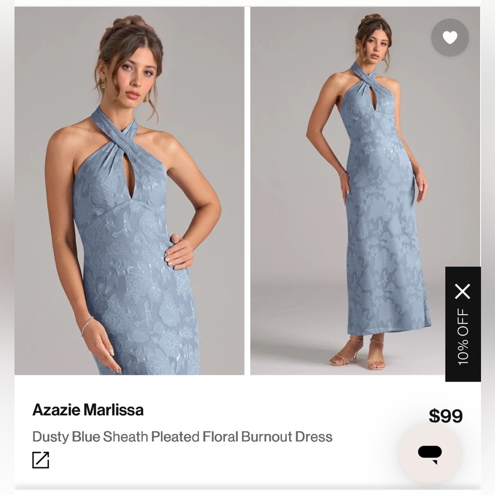 Azazie Marlissa Dress - Dusty Blue Criss-cross Halter Gown